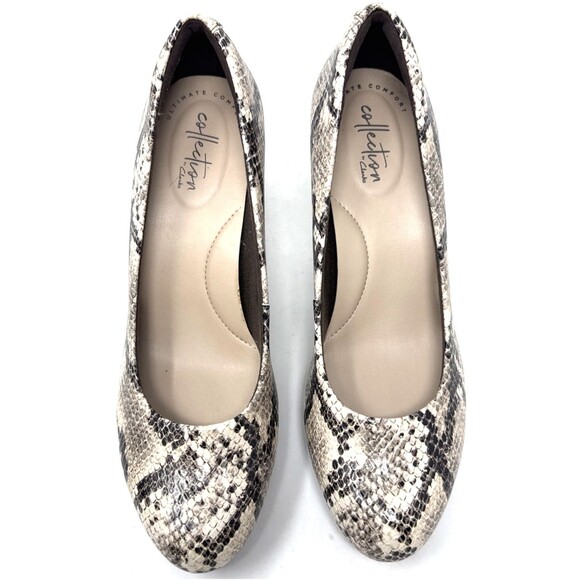 Clarks Adriel Viola Pumps Womens Sz 7.5 Leather Snakeskin High Heel Stiletto NEW - Picture 11 of 15